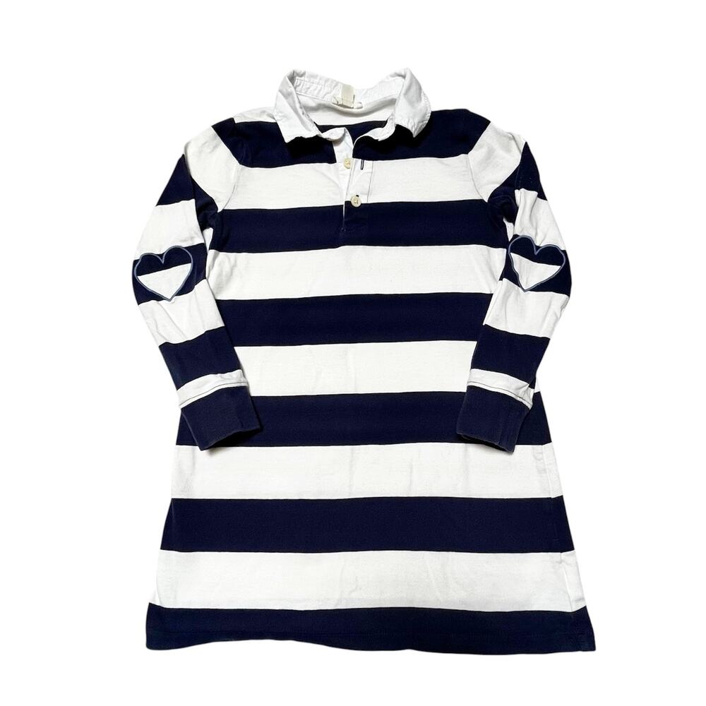 Crewcuts Heart Patch Rugby Shirt Dress Size S